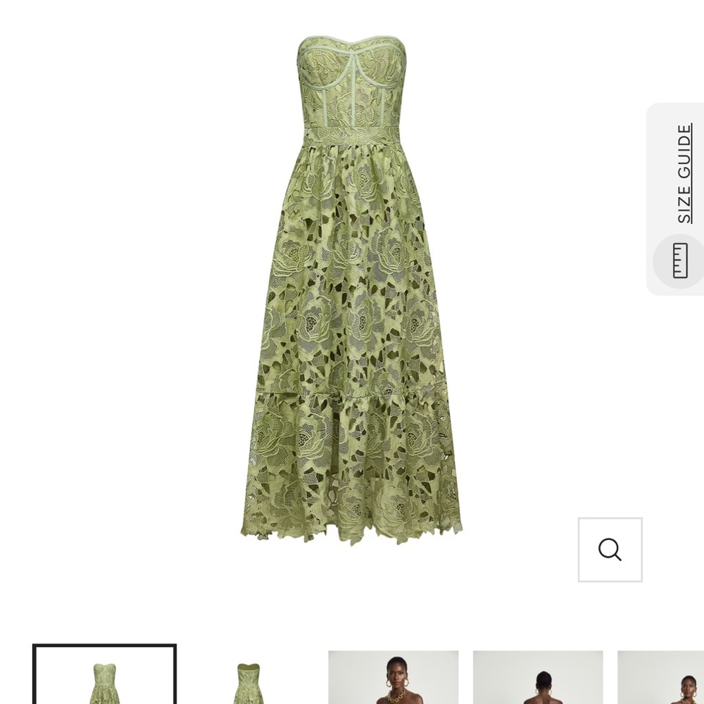Chic Strapless Lace Dress in Olive - Picture 3 of 4